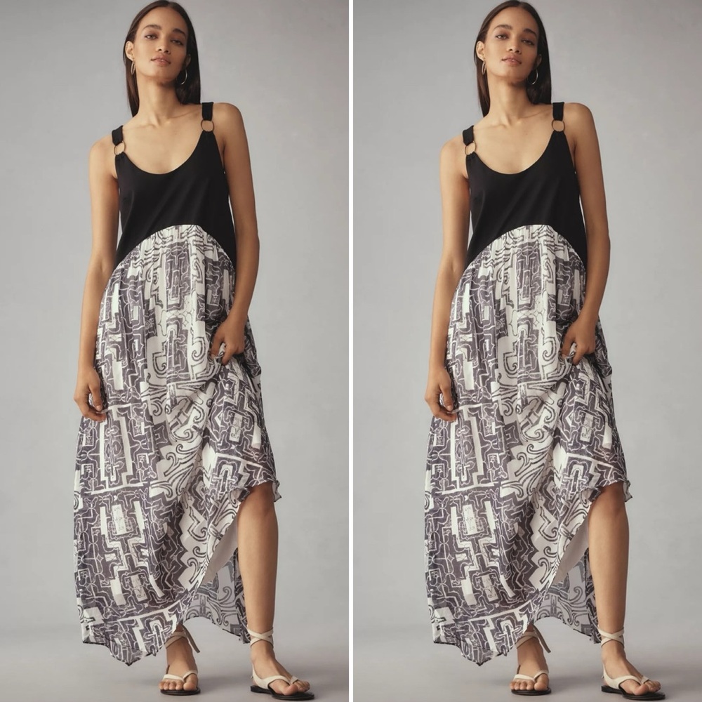 NWT Anthropologie Sleeveless Scoop-Neck Maxi Dress SZ Small 🤍🩶🤍